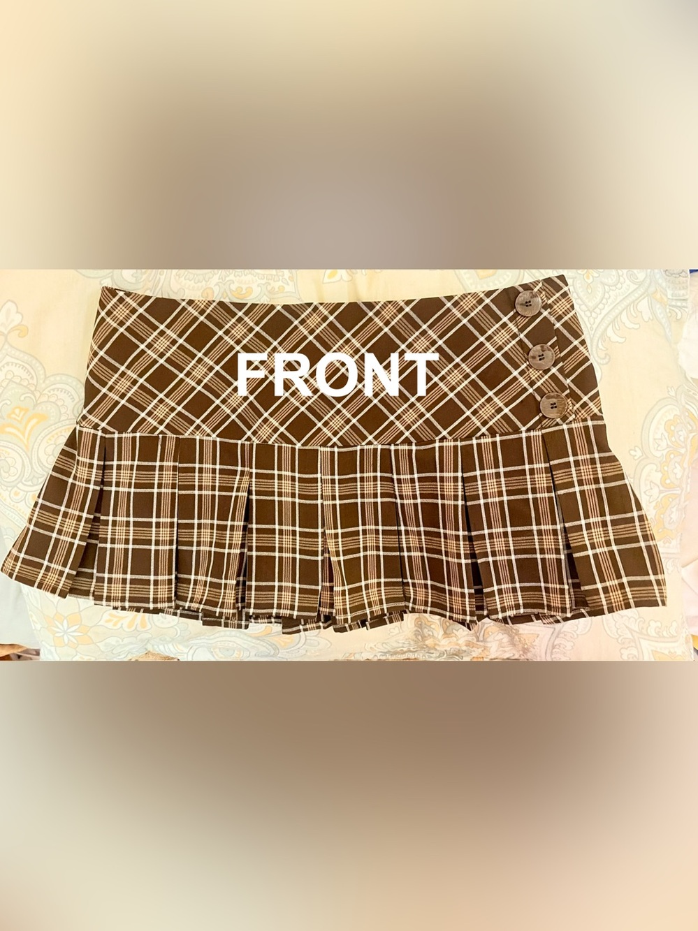 RSQ Brown Plaid Pleated Mini Skort size XS